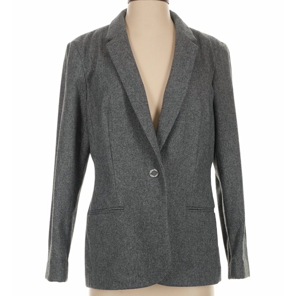 Calvin Klein Gray Herringbone Single Button Blazer